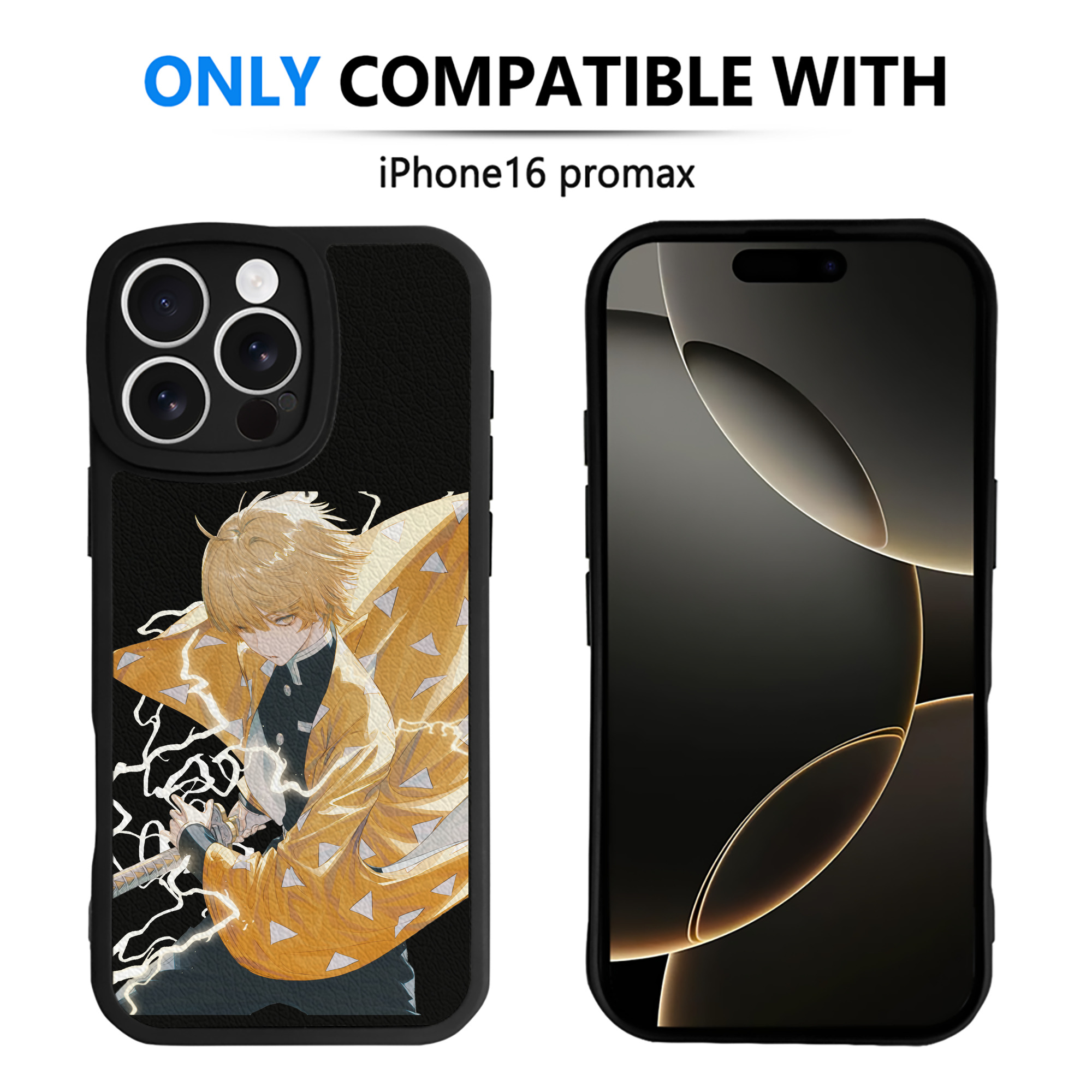 （画像用） 鬼滅の刃（きめつのやいば）我妻 善逸／あがつま ぜんいつ Agatsuma Zenitsu 【iPhone 16シリーズ対応】シリコンスマホケース（レザー調） 材質：シリコン